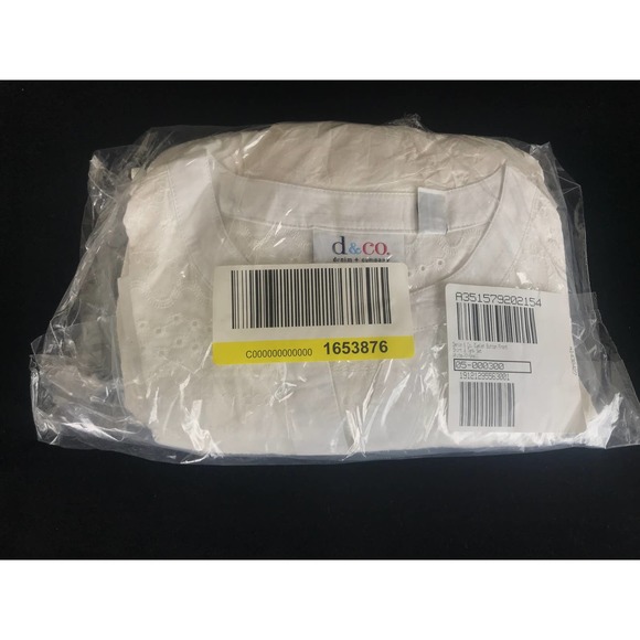 Denim & Co. Eyelet Button Front White Shirt & Tank Set XXS New A351579 - Picture 2 of 6